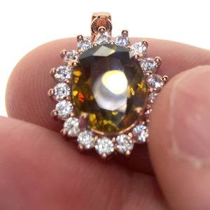 Sphene 3.05ct Rose Gold Finish Solid 925 Sterling Silver Pendant